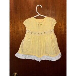 VTG Gymboree Girls Yellow Lemon Dress Size 6-12 Months Smocked HTF